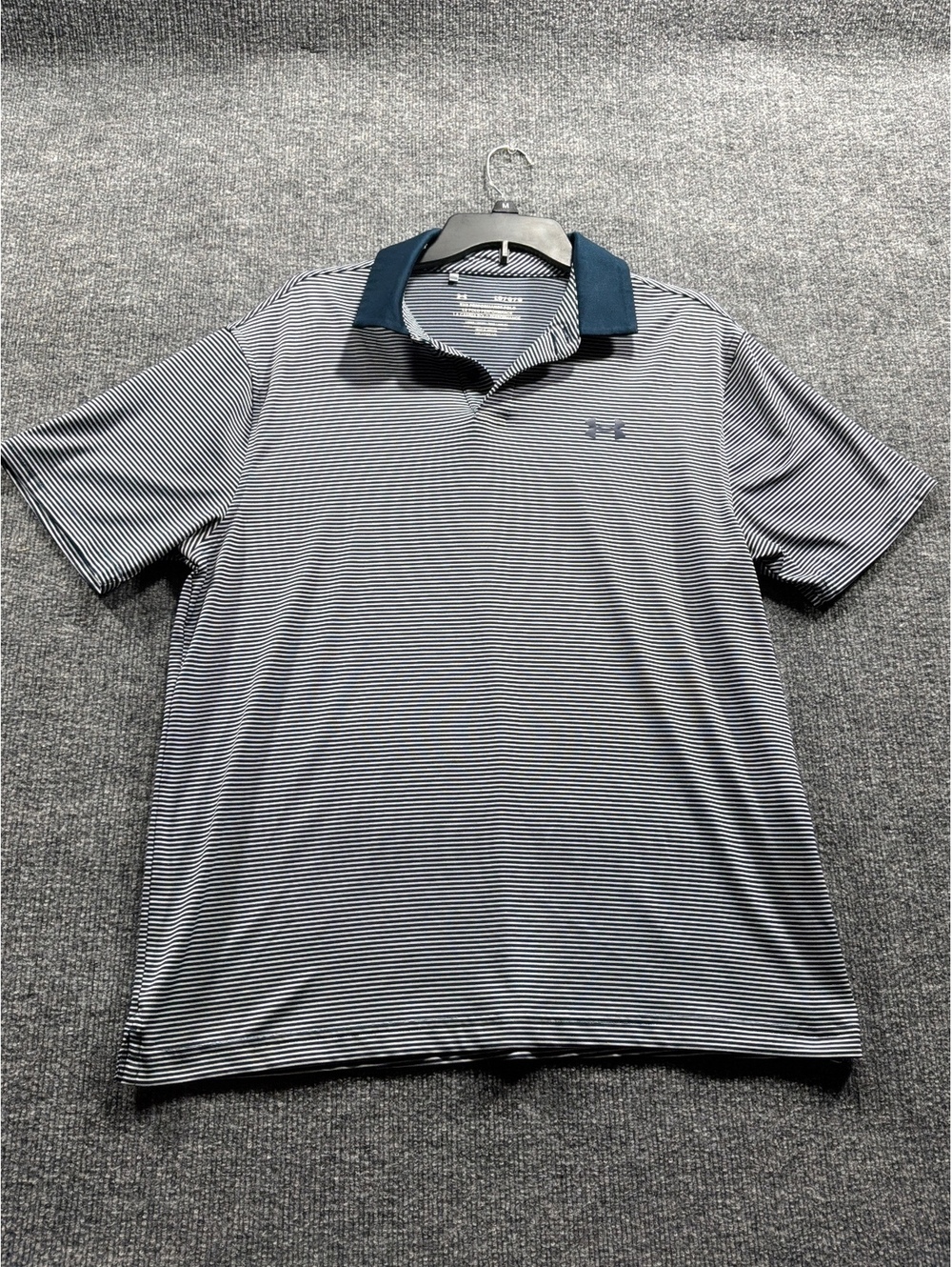 Under Armour gray striped polo shirt